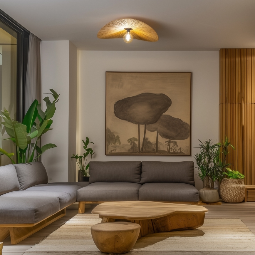 Brilagi - LED ytmonterad taklampa CERIA BOHO 1xE27/40W/230V Ø 80 cm raffia