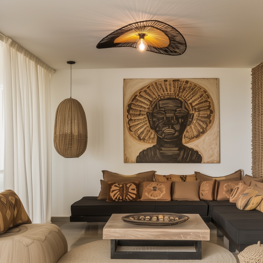 Brilagi - LED ytmonterad taklampa CERIA BOHO 1xE27/40W/230V Ø 80 cm svart/brun