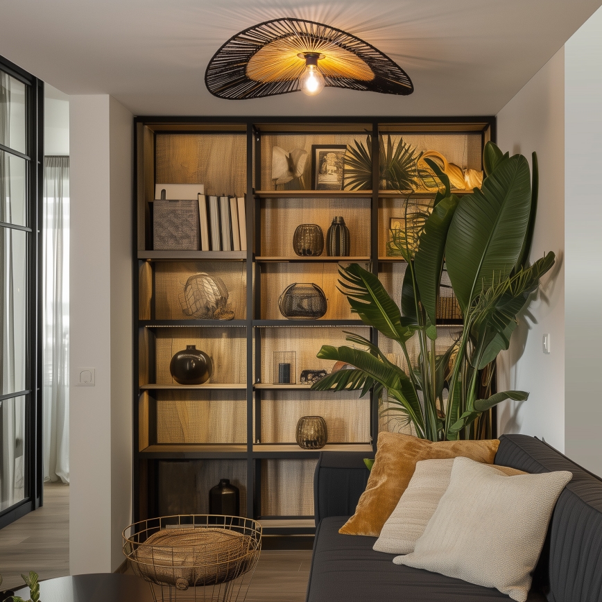 Brilagi - LED ytmonterad taklampa CERIA BOHO 1xE27/40W/230V Ø 80 cm svart/brun