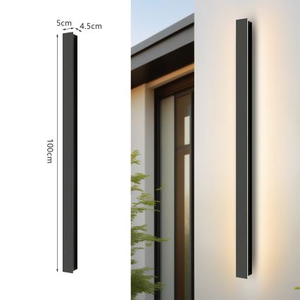 Brilagi - LED utomhusväggarmatur LINEAR LED/22W/230V 4000K IP65 100 cm svart CRI 90