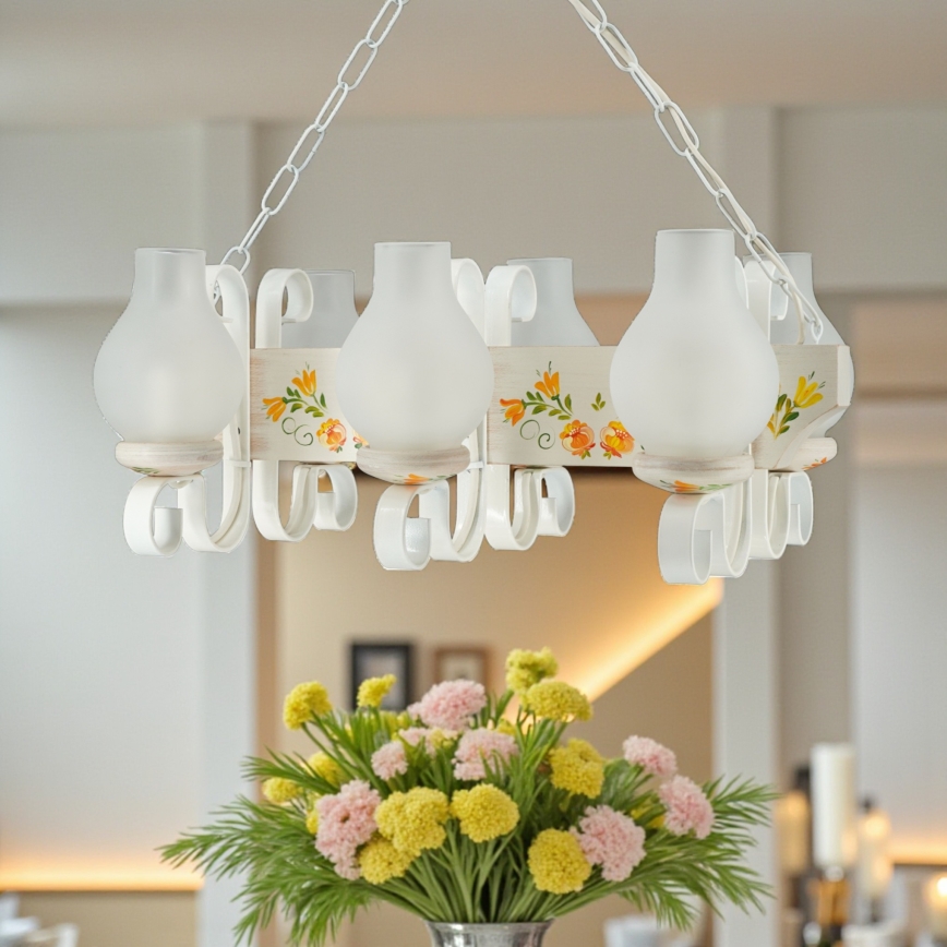 Brilagi - Ljuskrona med kedja QUEEN 6xE14/40W/230V bok/krämfärgad