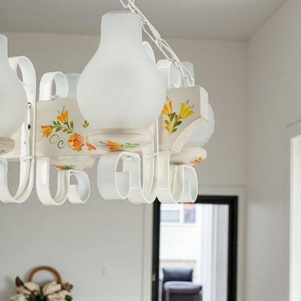 Brilagi - Ljuskrona med kedja QUEEN 6xE14/40W/230V bok/krämfärgad