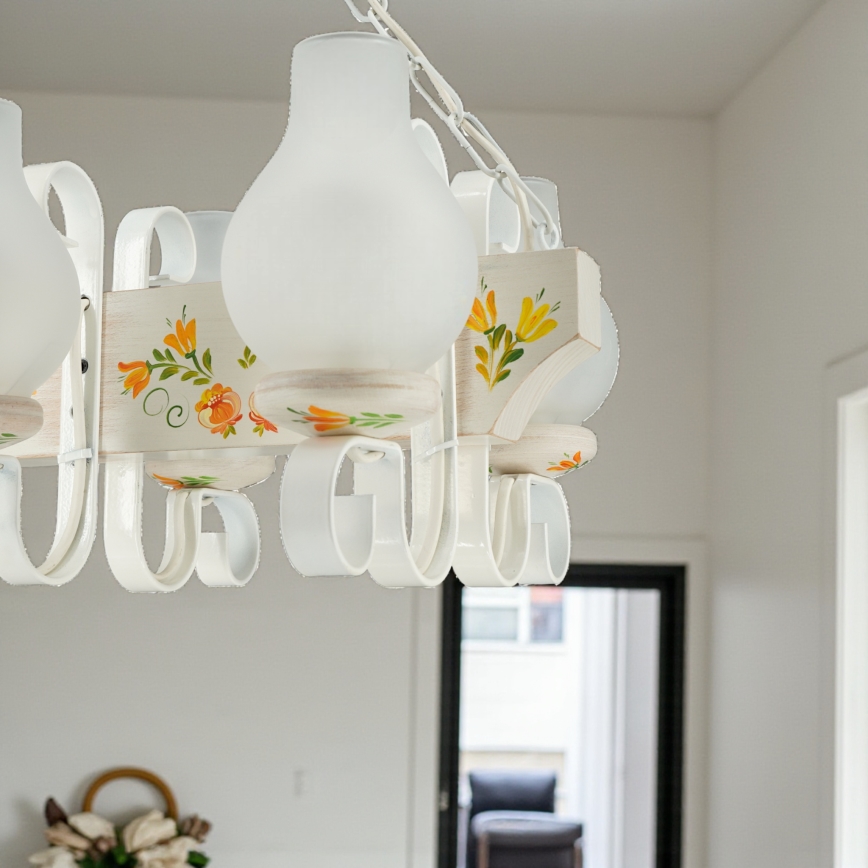 Brilagi - Ljuskrona med kedja QUEEN 6xE14/40W/230V bok/krämfärgad