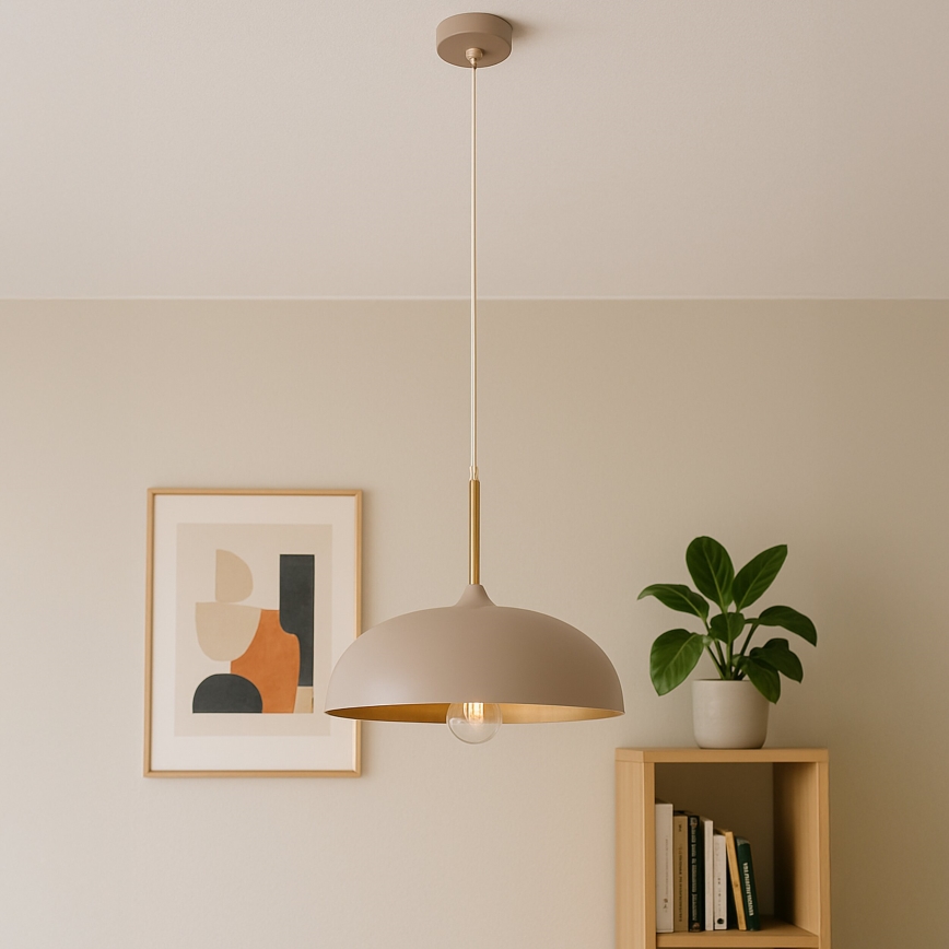 Brilagi - Ljuskrona med textilsladd ABRAHAM 1xE27/60W/230V diameter 35 cm beige