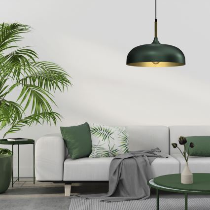 Brilagi - Ljuskrona med textilsladd ABRAHAM 1xE27/60W/230V diameter 35 cm grön