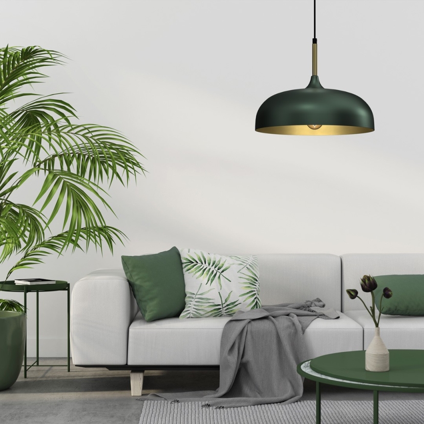 Brilagi - Ljuskrona med textilsladd ABRAHAM 1xE27/60W/230V diameter 35 cm grön