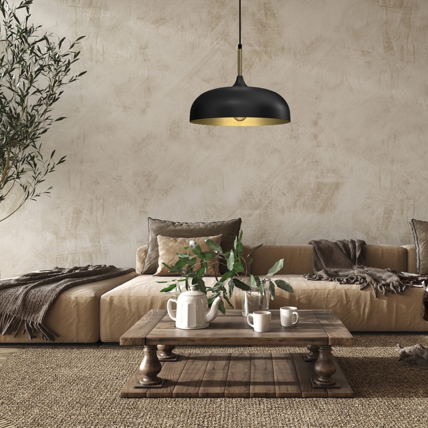 Brilagi - Ljuskrona med textilsladd ABRAHAM 1xE27/60W/230V diameter 35 cm svart