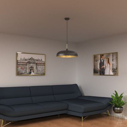 Brilagi - Ljuskrona med textilsladd ABRAHAM 1xE27/60W/230V diameter 45 cm svart