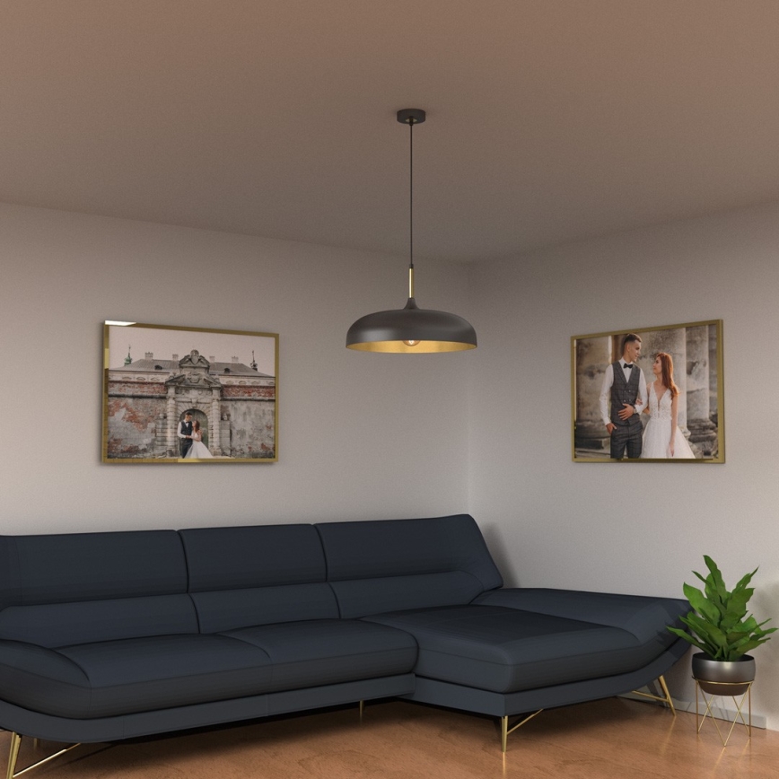 Brilagi - Ljuskrona med textilsladd ABRAHAM 1xE27/60W/230V diameter 45 cm svart