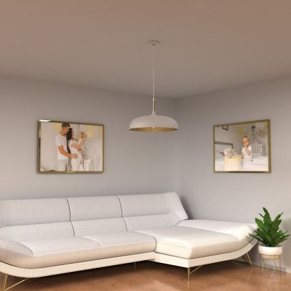 Brilagi - Ljuskrona med textilsladd ABRAHAM 1xE27/60W/230V diameter 45 cm vit