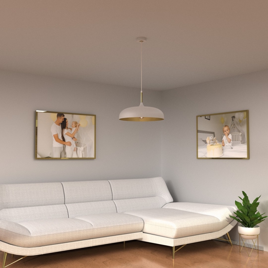 Brilagi - Ljuskrona med textilsladd ABRAHAM 1xE27/60W/230V diameter 45 cm vit