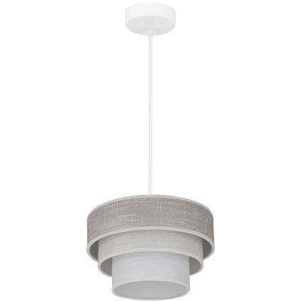 Brilagi - Ljuskrona med textilsladd ALASKA LUNETA 1xE27/15W/230V diameter 25 cm grå/grädde