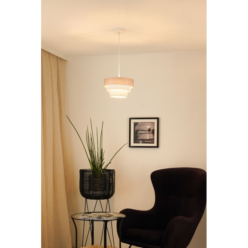 Brilagi - Ljuskrona med textilsladd ALASKA LUNETA 1xE27/15W/230V diameter 25 cm grå/grädde