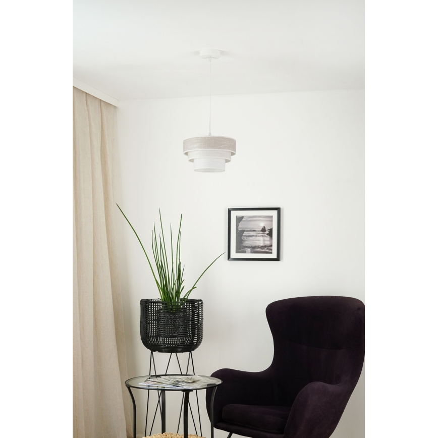 Brilagi - Ljuskrona med textilsladd ALASKA LUNETA 1xE27/15W/230V diameter 25 cm grå/grädde
