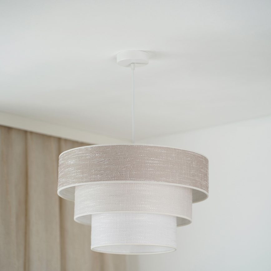 Brilagi - Ljuskrona med textilsladd ALASKA LUNETA 1xE27/15W/230V diameter 45 cm grå/grädde