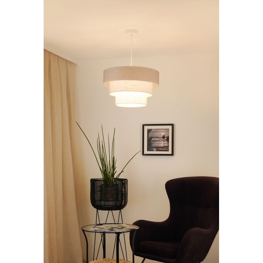 Brilagi - Ljuskrona med textilsladd ALASKA LUNETA 1xE27/15W/230V diameter 45 cm grå/grädde