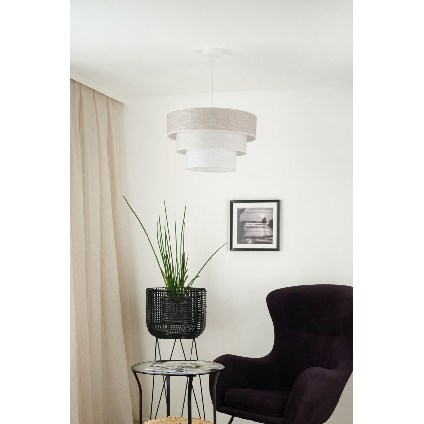 Brilagi - Ljuskrona med textilsladd ALASKA LUNETA 1xE27/15W/230V diameter 45 cm grå/grädde
