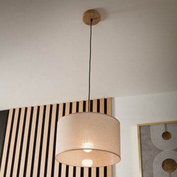 Brilagi - Ljuskrona med textilsladd ANTHONY 1xE27/60W/230V ek/beige