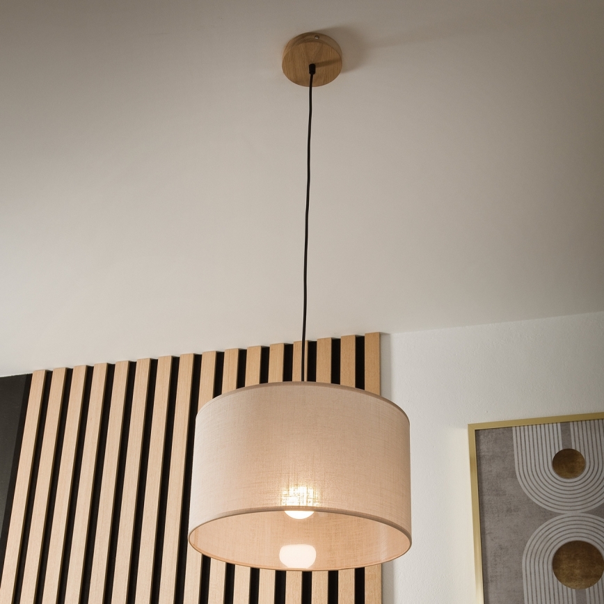 Brilagi - Ljuskrona med textilsladd ANTHONY 1xE27/60W/230V ek/beige