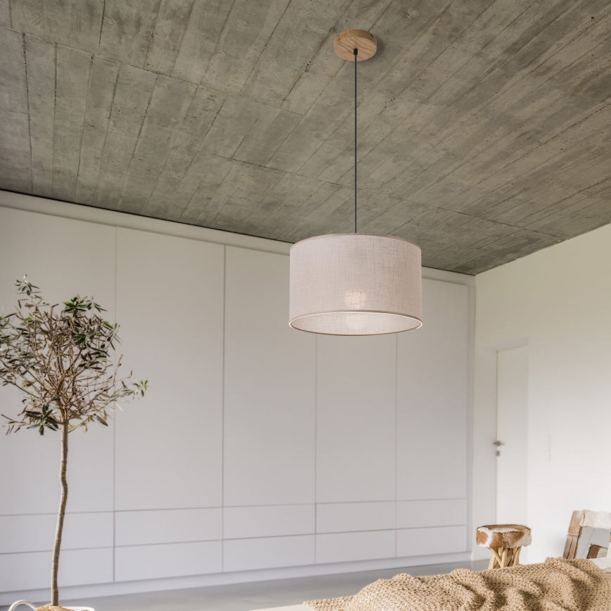 Brilagi - Ljuskrona med textilsladd ANTHONY 1xE27/60W/230V ek/beige