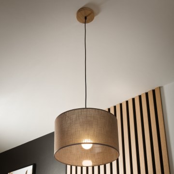Brilagi - Ljuskrona med textilsladd ANTHONY 1xE27/60W/230V ek/brun
