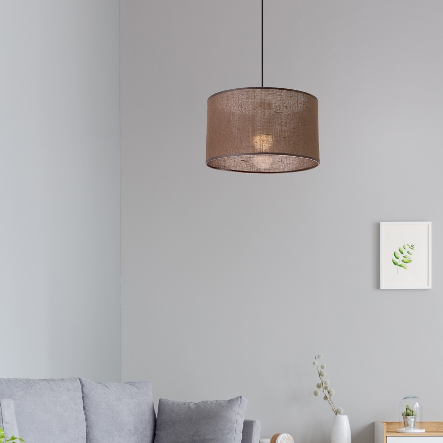 Brilagi - Ljuskrona med textilsladd ANTHONY 1xE27/60W/230V ek/brun