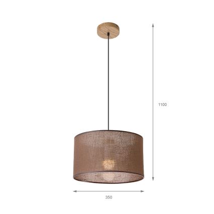 Brilagi - Ljuskrona med textilsladd ANTHONY 1xE27/60W/230V ek/brun