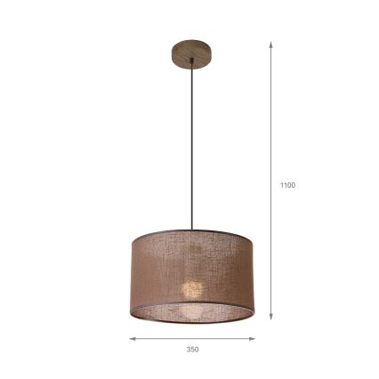 Brilagi - Ljuskrona med textilsladd ANTHONY 1xE27/60W/230V ek/brun
