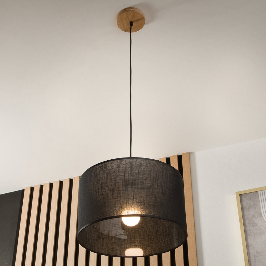 Brilagi - Ljuskrona med textilsladd ANTHONY 1xE27/60W/230V ek/svart