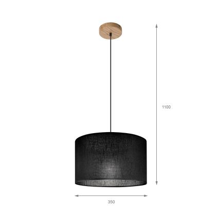 Brilagi - Ljuskrona med textilsladd ANTHONY 1xE27/60W/230V ek/svart
