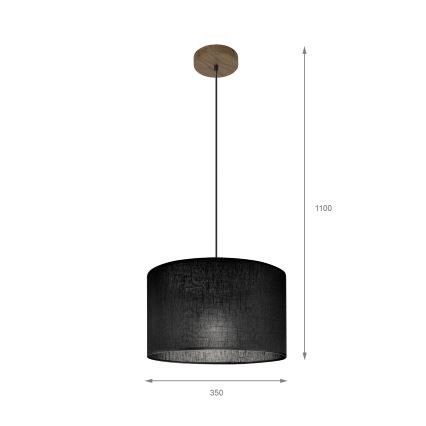 Brilagi - Ljuskrona med textilsladd ANTHONY 1xE27/60W/230V ek/svart