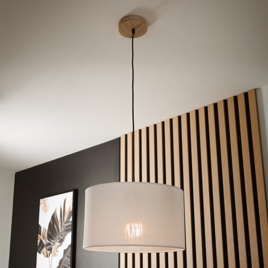 Brilagi - Ljuskrona med textilsladd ANTHONY 1xE27/60W/230V ek/vit