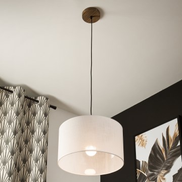 Brilagi - Ljuskrona med textilsladd ANTHONY 1xE27/60W/230V ek/vit