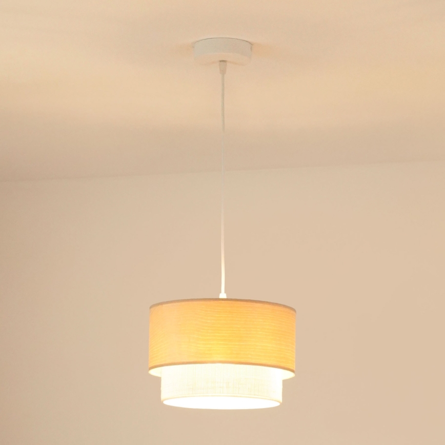 Brilagi - Ljuskrona med textilsladd ARIZONA BOHO 1xE27/15W/230V diameter 25 cm beige/vit
