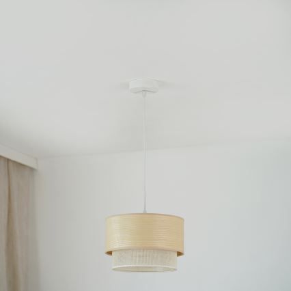 Brilagi - Ljuskrona med textilsladd ARIZONA BOHO 1xE27/15W/230V diameter 25 cm beige/vit