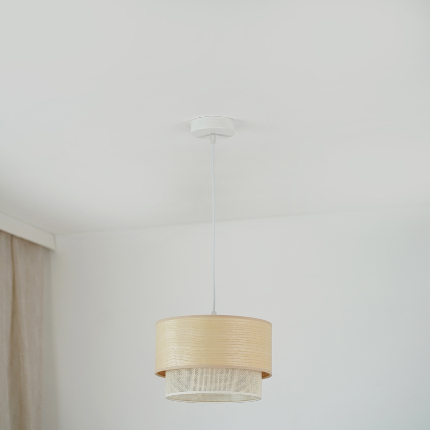Brilagi - Ljuskrona med textilsladd ARIZONA BOHO 1xE27/15W/230V diameter 25 cm beige/vit
