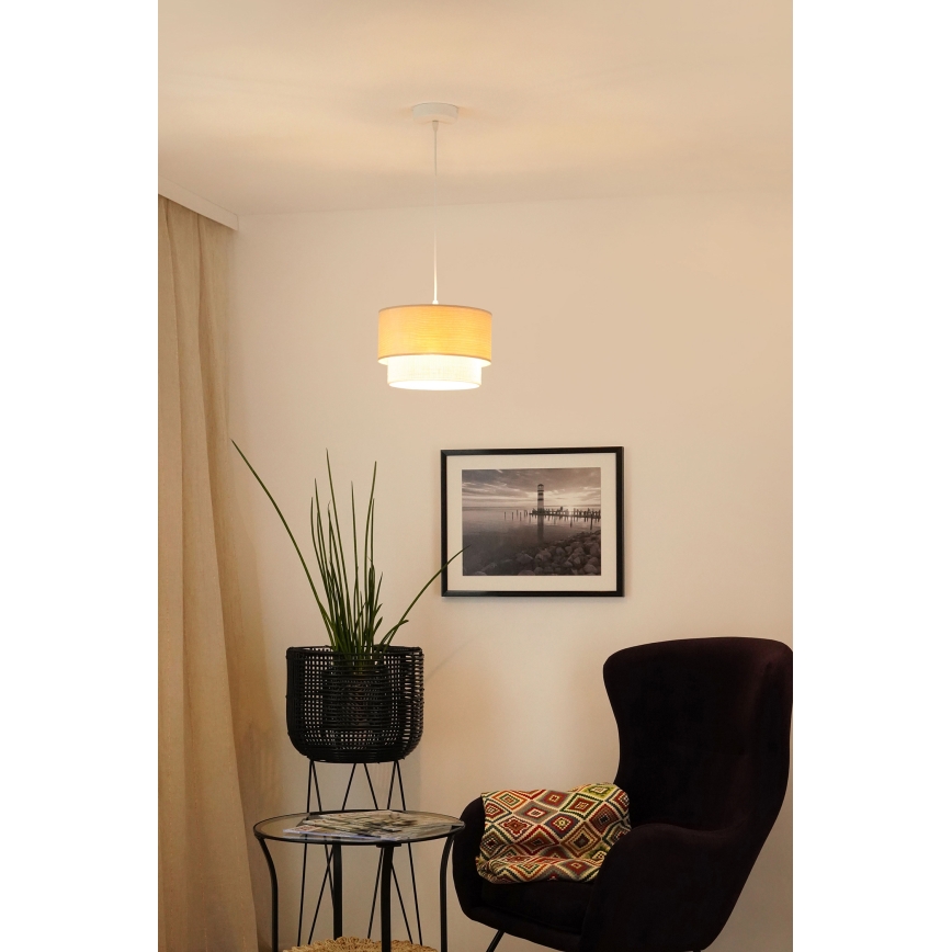 Brilagi - Ljuskrona med textilsladd ARIZONA BOHO 1xE27/15W/230V diameter 25 cm beige/vit