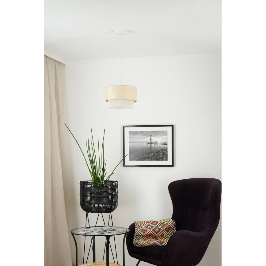 Brilagi - Ljuskrona med textilsladd ARIZONA BOHO 1xE27/15W/230V diameter 25 cm beige/vit