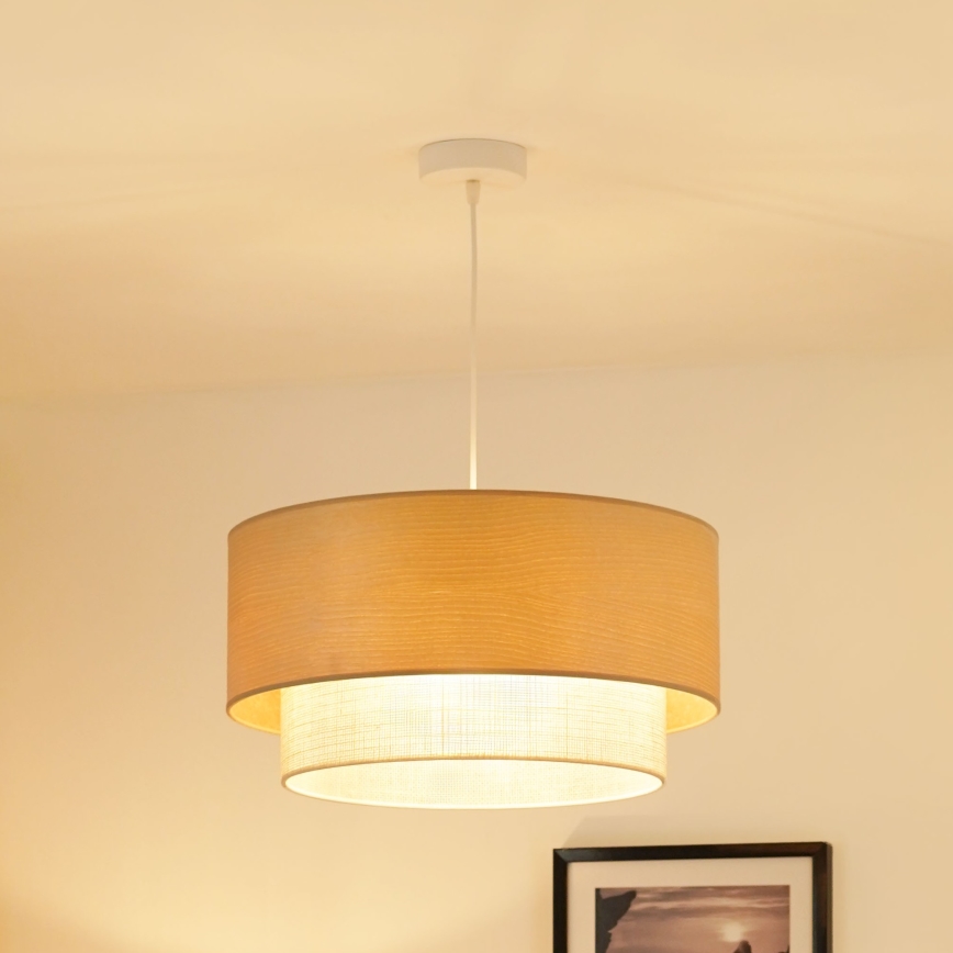 Brilagi - Ljuskrona med textilsladd ARIZONA BOHO 1xE27/15W/230V diameter 45 cm beige/vit