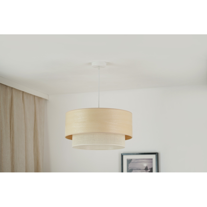 Brilagi - Ljuskrona med textilsladd ARIZONA BOHO 1xE27/15W/230V diameter 45 cm beige/vit