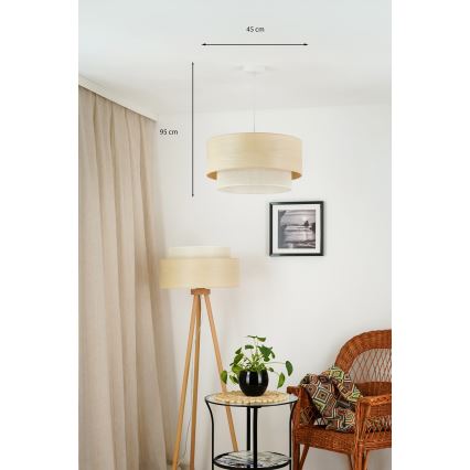 Brilagi - Ljuskrona med textilsladd ARIZONA BOHO 1xE27/15W/230V diameter 45 cm beige/vit