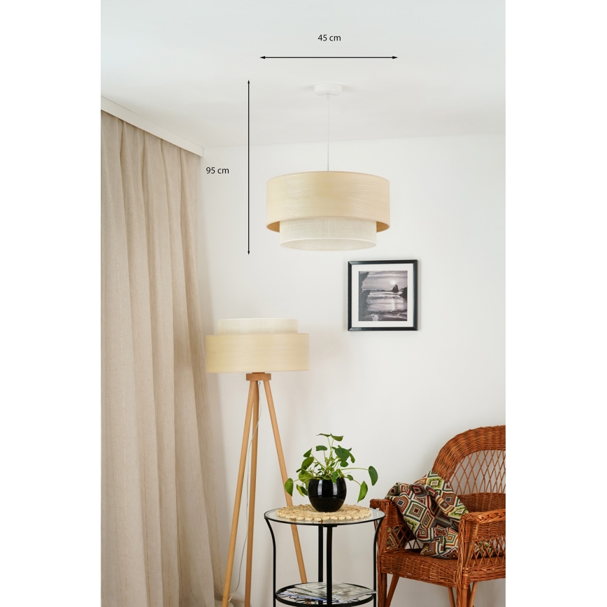 Brilagi - Ljuskrona med textilsladd ARIZONA BOHO 1xE27/15W/230V diameter 45 cm beige/vit