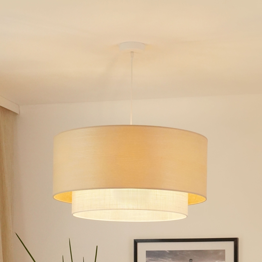 Brilagi - Ljuskrona med textilsladd ARIZONA BOHO 1xE27/15W/230V diameter 60 cm beige/vit