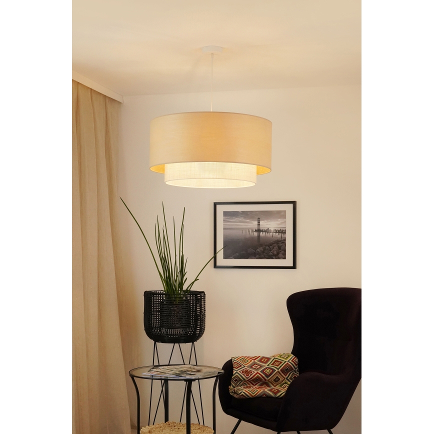 Brilagi - Ljuskrona med textilsladd ARIZONA BOHO 1xE27/15W/230V diameter 60 cm beige/vit