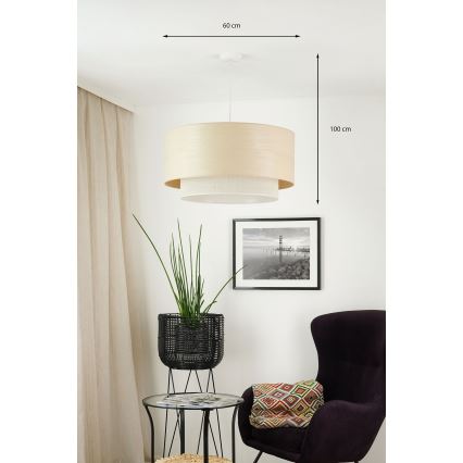 Brilagi - Ljuskrona med textilsladd ARIZONA BOHO 1xE27/15W/230V diameter 60 cm beige/vit