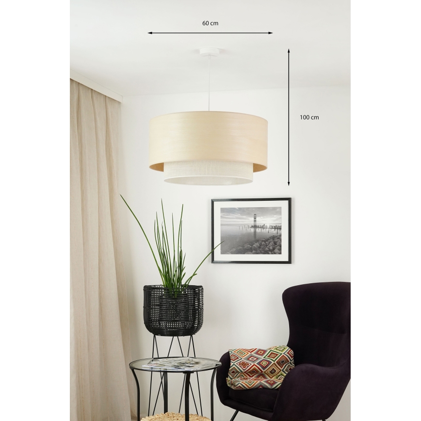 Brilagi - Ljuskrona med textilsladd ARIZONA BOHO 1xE27/15W/230V diameter 60 cm beige/vit