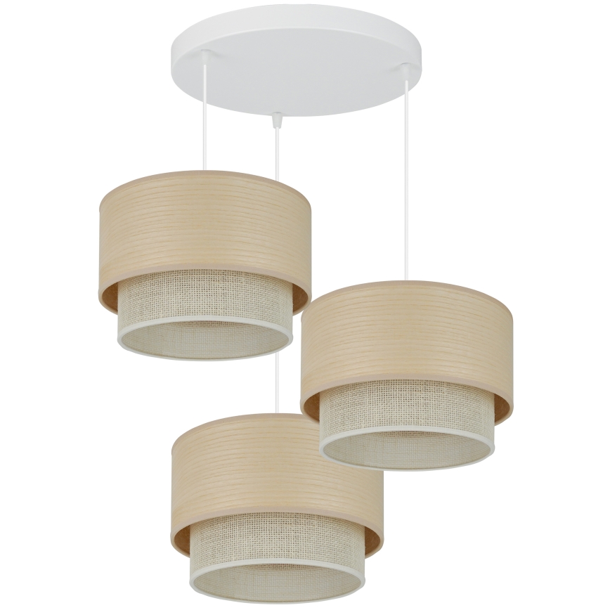 Brilagi - Ljuskrona med textilsladd ARIZONA BOHO 3xE27/15W/230V beige/vit