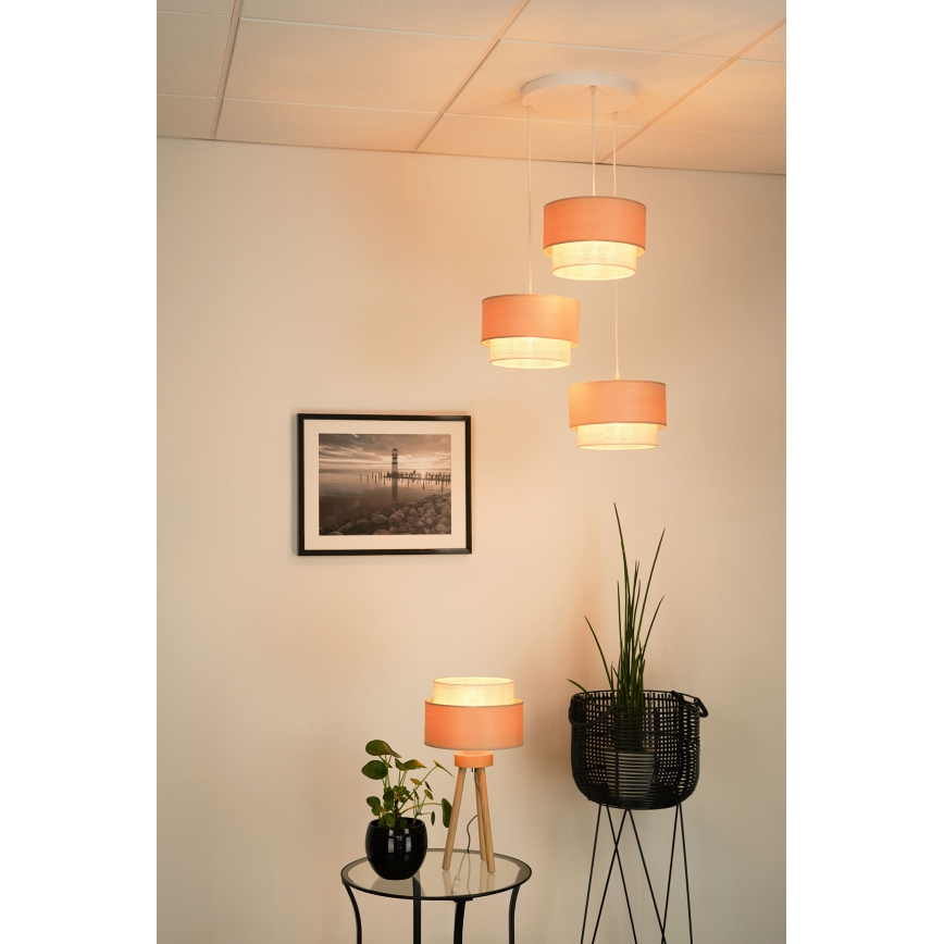Brilagi - Ljuskrona med textilsladd ARIZONA BOHO 3xE27/15W/230V beige/vit