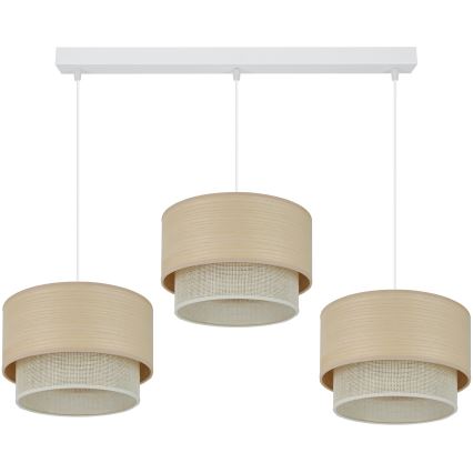 Brilagi - Ljuskrona med textilsladd ARIZONA BOHO 3xE27/15W/230V beige/vit