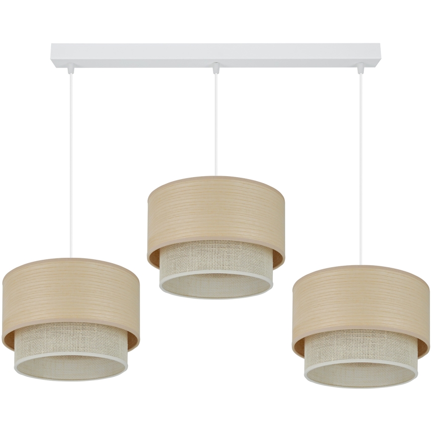 Brilagi - Ljuskrona med textilsladd ARIZONA BOHO 3xE27/15W/230V beige/vit